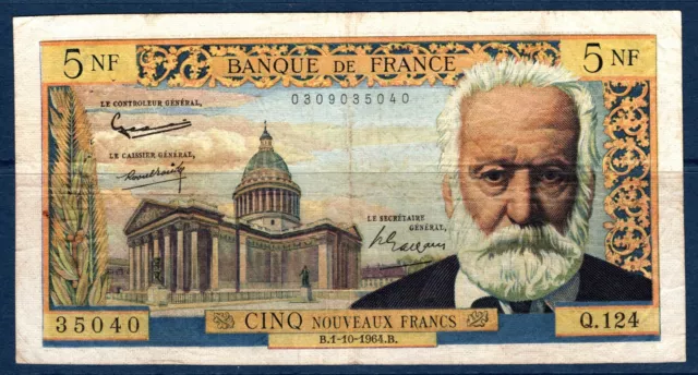 Billet 5 NF Nouveaux Francs (Victor Hugo) 1-10-1964. France