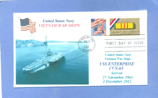 USS ENTERPRISE CVN-65 VIET NAM SHIPS Golden Gate Photo Cachet Naval First Day PM