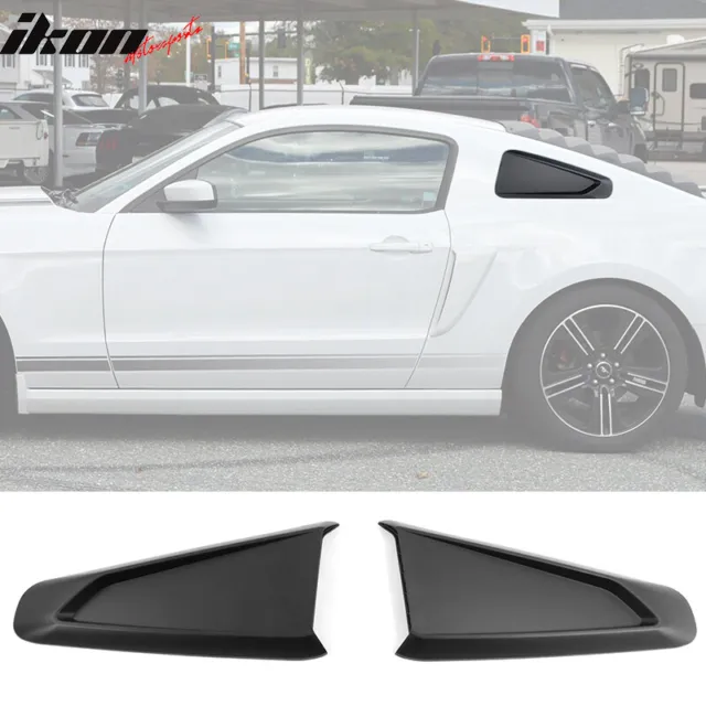 Fits 10-14 Ford Mustang IKON Style Side Quarter Window Louver Cover Matte Black