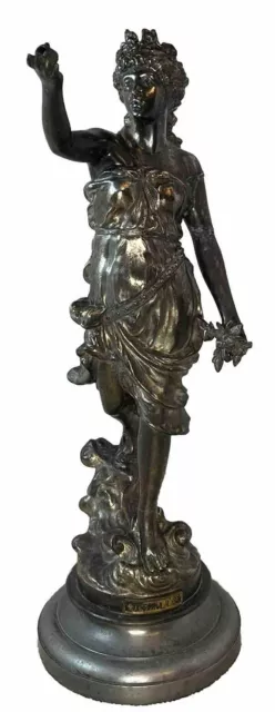 THALIA Greek MUSE of Comedy Idyllic Poetry and Joy  •18” Figure on Base •SPELTER