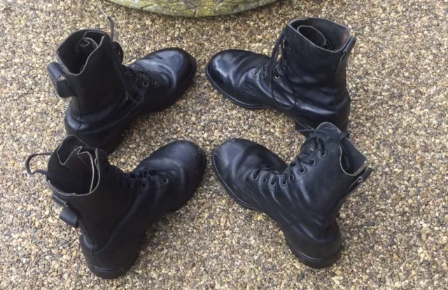 Vintage Black Leather 2 x British Army Boots Combat Size 264 M & 258 L.