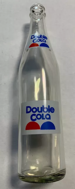 Double Cola Bottle Soda Pop Clear Glass 16oz ACL New Old Stock Vintage Red Blue