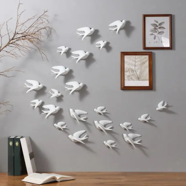 Confezione da 2 3D in ceramica Bird Swallow Wall Decor Home Crafts S a destra a
