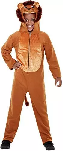 `Lion Costume, Brown, with Hooded Jumpsuit -  (Size: L)` Unisex Costumes NEUF