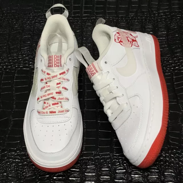 Rare Sample 3.5Y WMNS 5 Nike Air Force 1 LV8 Low Thank You Plastic Bag White Red