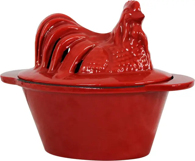 CS-01R Chicken Steamer Red Enameled Porcelain