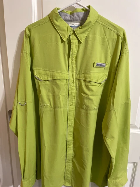 31986-a Columbia Performance Fishing Gear Shirt PFG 2XL Tan Polyester