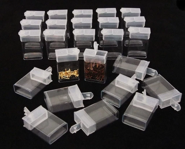 Rectangle Clear Plastic Storage Tubes with Flip Tops 1.5" Pack of 100