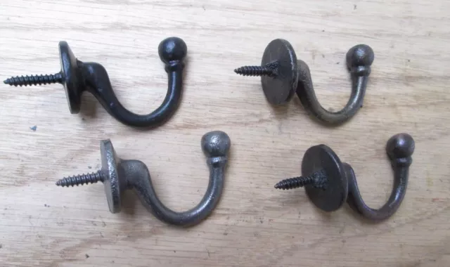 CAST IRON SCREW In Ball End Hook -Cup Key Curtain Tie Back Hanging