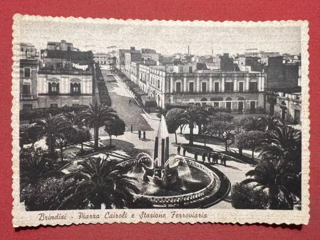 Cartolina - Brindisi - Piazza Cairoli e Stazione Ferroviaria - 1941