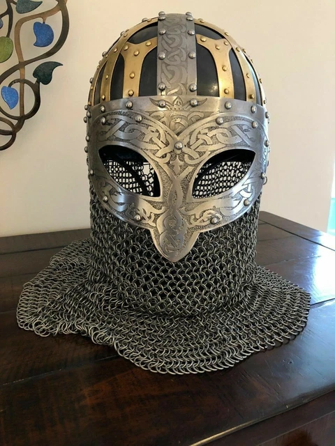 Medieval Steel Viking Vendel Helmet With Chainmail ~Hand Forged SCA~Larp Helmet