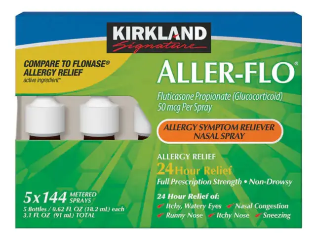 Kirkland Signature Aller-Flo, 720 Sprays 5 Bottles 144 Sprays Each Non-Drowsy