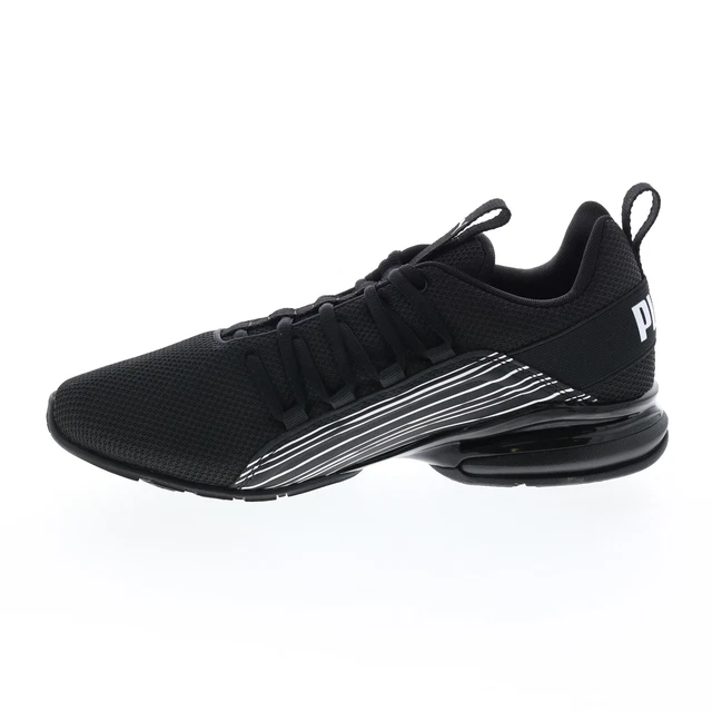 Puma Axelion Linear Lines 37804201 Mens Black Canvas Athletic Running Shoes 5