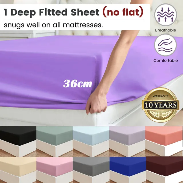 2000TC Fitted Sheet Only 36cm Deep Pocket Breathable King/Queen/Double/K Single