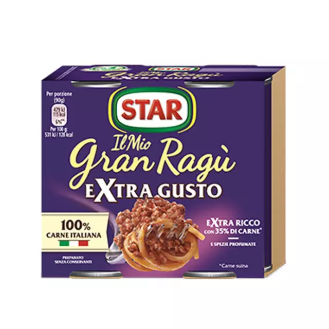 Sughi Star Il Mio Gran Ragu' Extra Gusto 2 Barttoli Da 180 Gr 35% Carne In Piu'