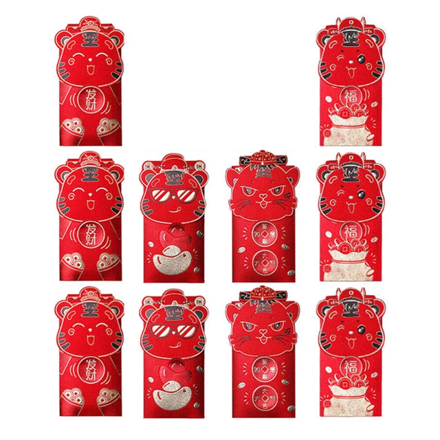 10 Pcs Spring Festival Envelope Year The Tiger Red Envelope Asian Gifts Cartoon