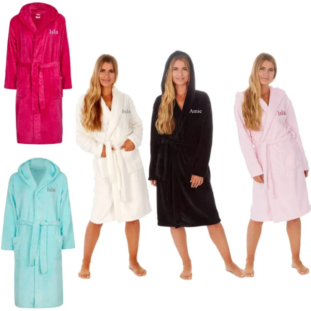 Personalised Ladies Dressing Gown Robe Bath Robe Embroidered Name Mothers Day