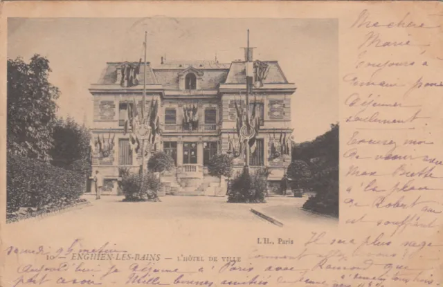ENGHIEN-LES-BAINS 10 l'hôtel de ville timbrée 1903