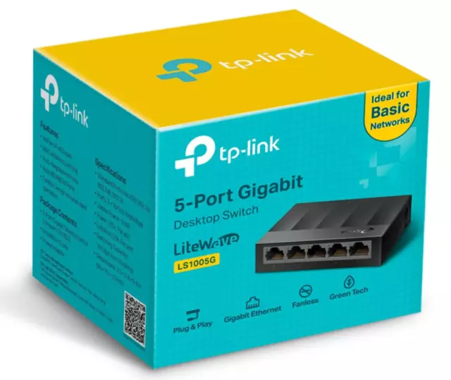 TP-Link Verteiler Switch LS1005G LiteWave 5 Port Gigabit 1000Mbit/s Netzwerk NEU