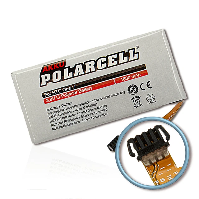 PolarCell Batterie pour HTC One V T320e BK76100 35H00192-01M 35H00192-00M
