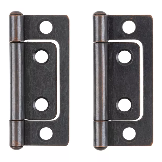 2" x 11/16" Antique Copper Non-Mortise Hinges | Pack of 2 | Cabinet Door Box ...