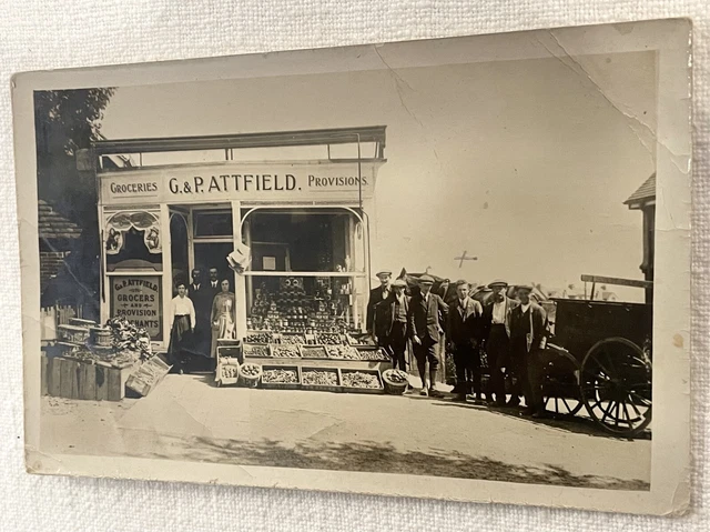 Antiqu RPPC Photo Postcard Old Country Store G. P. Attfield Fruit Baskets & Box