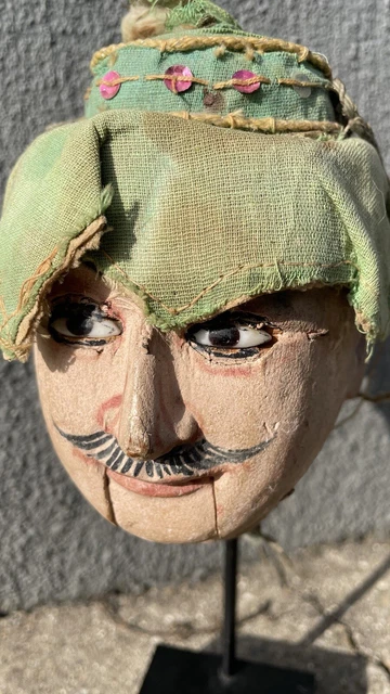Antique 19th Century Burmese Marionette Puppet Doll Head Animated Eyes And Mouth 2