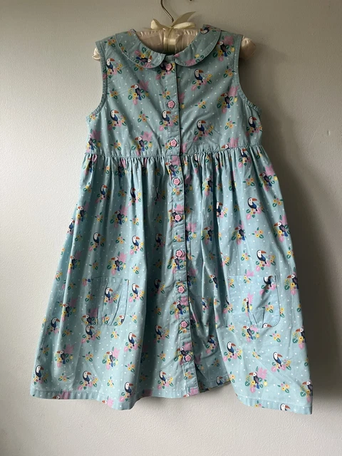JoJo Maman Bebe girls Blue Toucan Dress 5-6 years