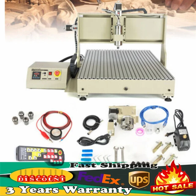 USB CNC6090 Router 4Axis Engraver Wood Drilling Milling Machine 2200W+Controller