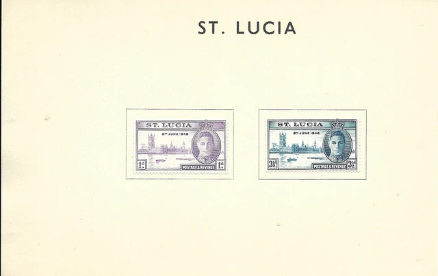 8/6/46 King George V1 Victory & Peace Mint Hinged St. Lucia Stamps