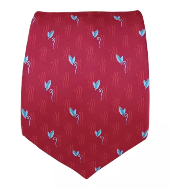 LANVIN Red Art Leaf Tie FRANCE 61"/ 3.6" EC