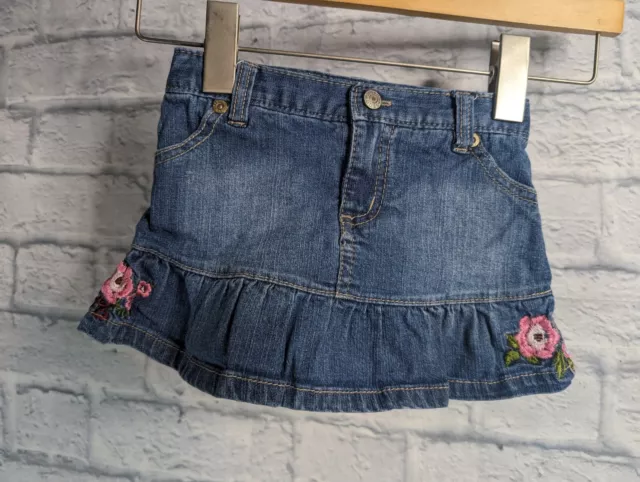 Guess Baby Toddler Girl's Denim Jean Floral Skirt 18 Months