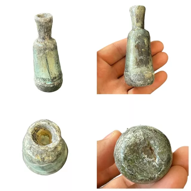 Stunning Ancient Old Roman Irdescent Glass Unique Excellent Genuine Bottle