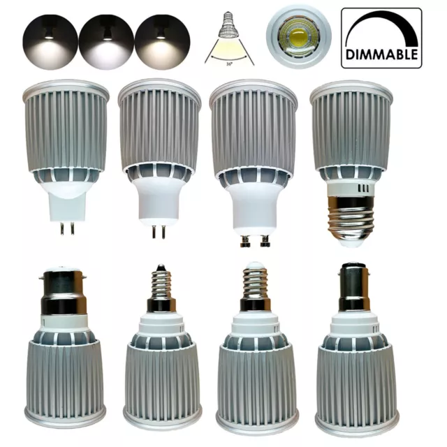 Dimmable 12W LED COB Spotlight Bulb GU10 MR16 E27 E14 AC220V DC12V 24V Lamp FC