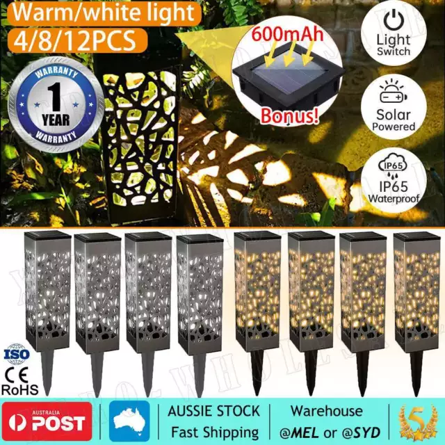 4/8/12pcs Solar LED Pathway Lights Automatic Outdoor for Garden Patio Yard Lawn
