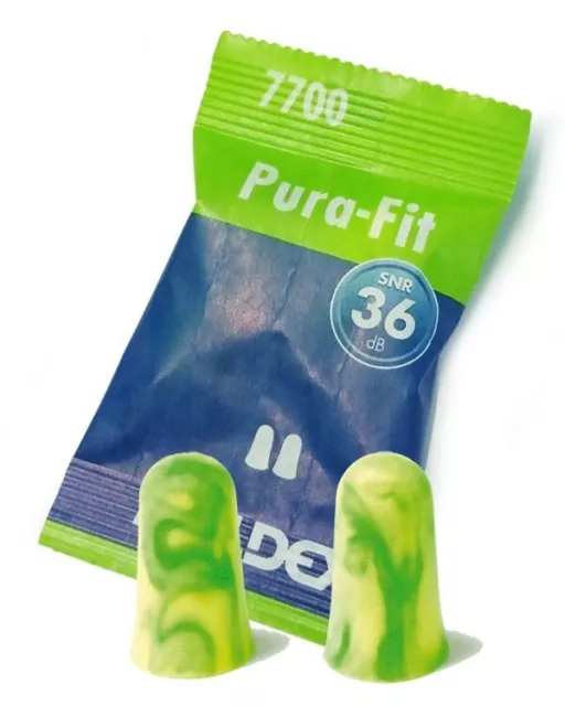 Moldex Pura-Fit 7700 36dB/NRR Soft Foam Earplugs (5 Pairs), Green - US based