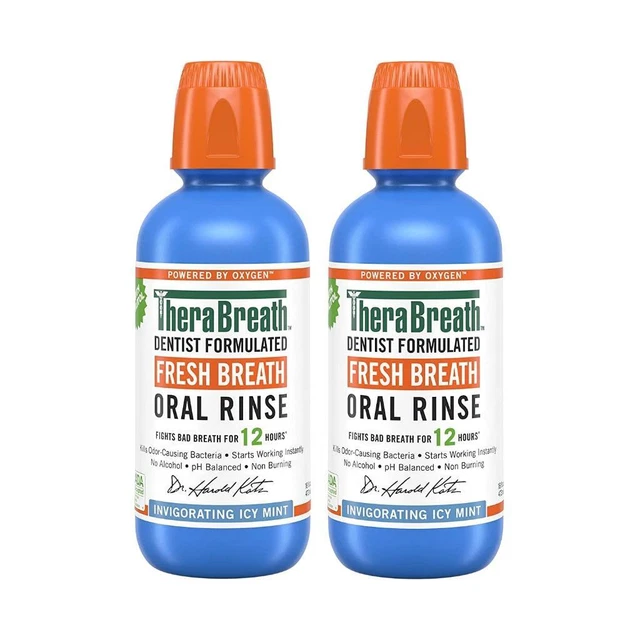 2-Pack,TheraBreath 14713 Fresh Breath Oral Rinse, Icy Mint