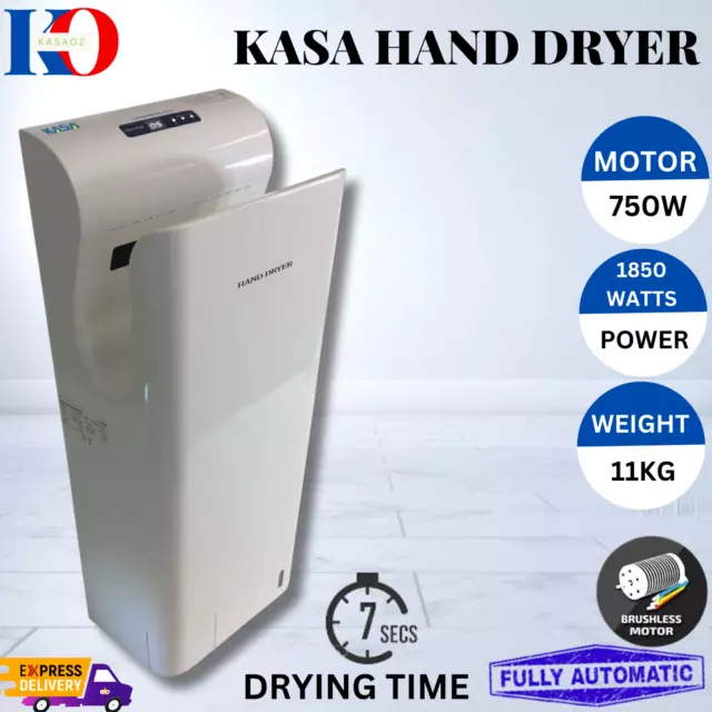 KASA Jet Hand Dryer Brushless Motor Automatic High Speed for Washroom Silver