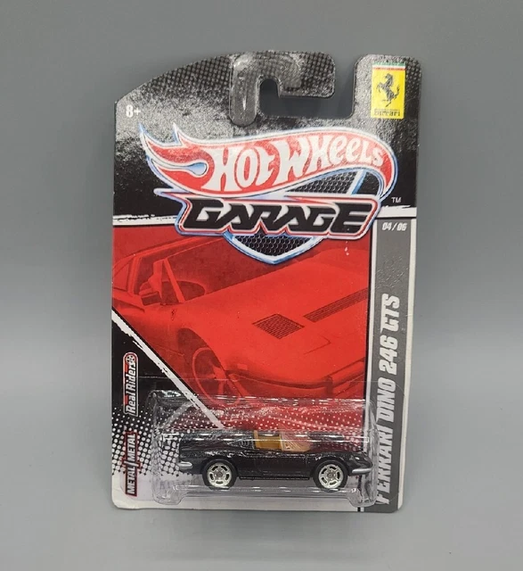 Hot Wheels Garage Ferrari Dino 246 GTS Black Real Riders 2010 Non Mint Card READ