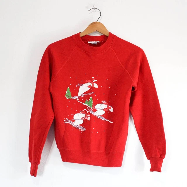 Vintage Kids Skiing Polar Bears Sweatshirt Large