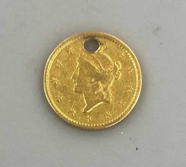 1851 US GOLD $1 Coin Type-1 Holed 1.60 grams L15610