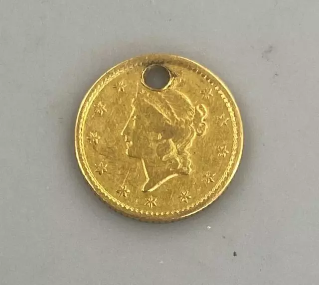1851 US GOLD $1 Coin Type-1 Holed 1.60 grams L15610