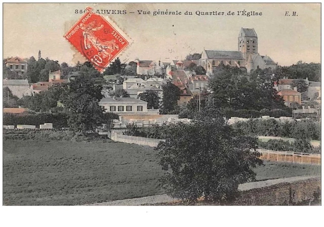 95. n° 44355 . auvers sur oise . vue generale du quartier de l eglise