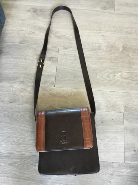 Vintage Bellerose Brown Leather CrossBody Organizer Purse Handbag Shoulder Bag