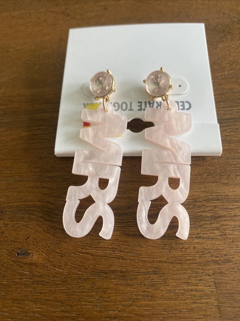 MRS Mrs. Wedding Bride Bridal Bachelorette Party earrings light pink/rose gold