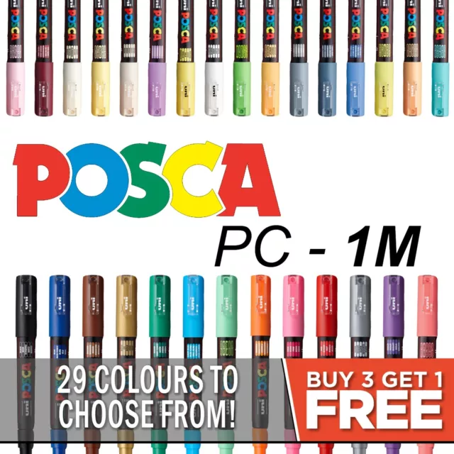 Uni Posca PC-1M Feinlackmarker Kunststifte - jede Farbe - 4 kaufen, 3 bezahlen
