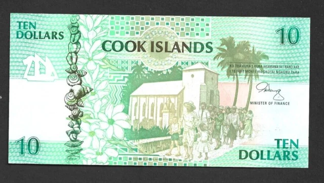 10 Dollars Unc  Banknote From Cook Islands 1992  Pick-8