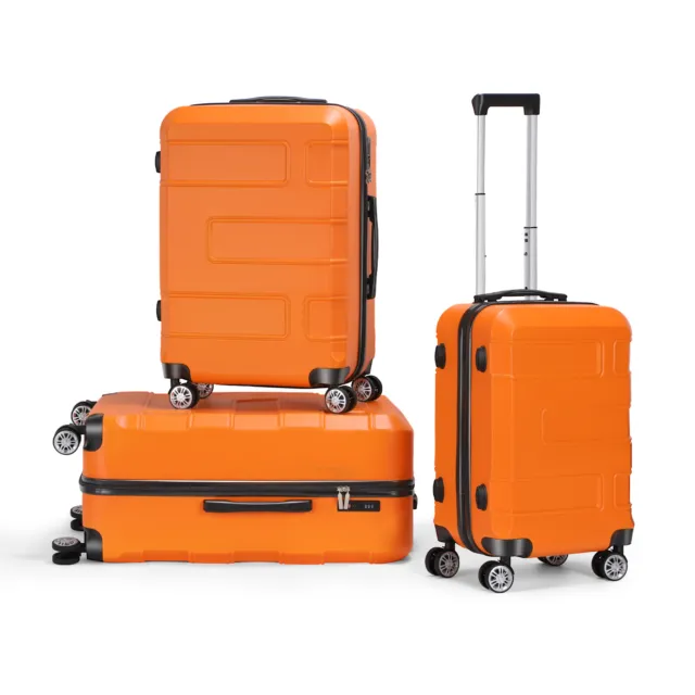 3 PCS Modern Travel Trolley TSA Luggage Set, 20"/24"/28" Durable Suitcase Orange