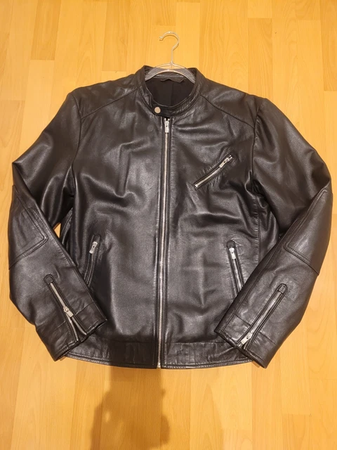 JACK JONES Premium 100 Lamb Leather Black Men Jacket Size XL 70.00 PicClick UK