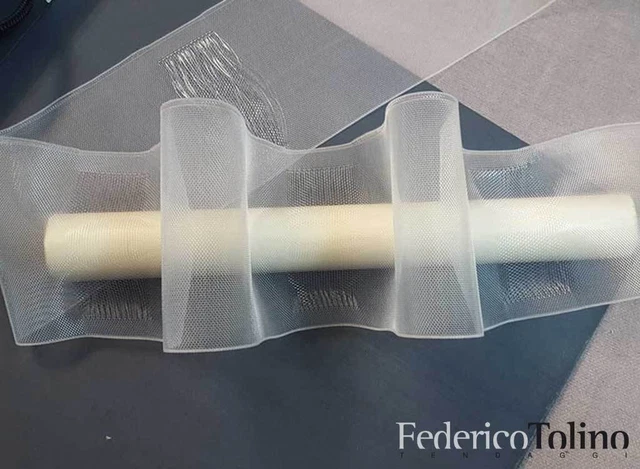 Nastro Per Tende 10cm X 10m - Trasparente Con Passanti Per Asta, Cucire